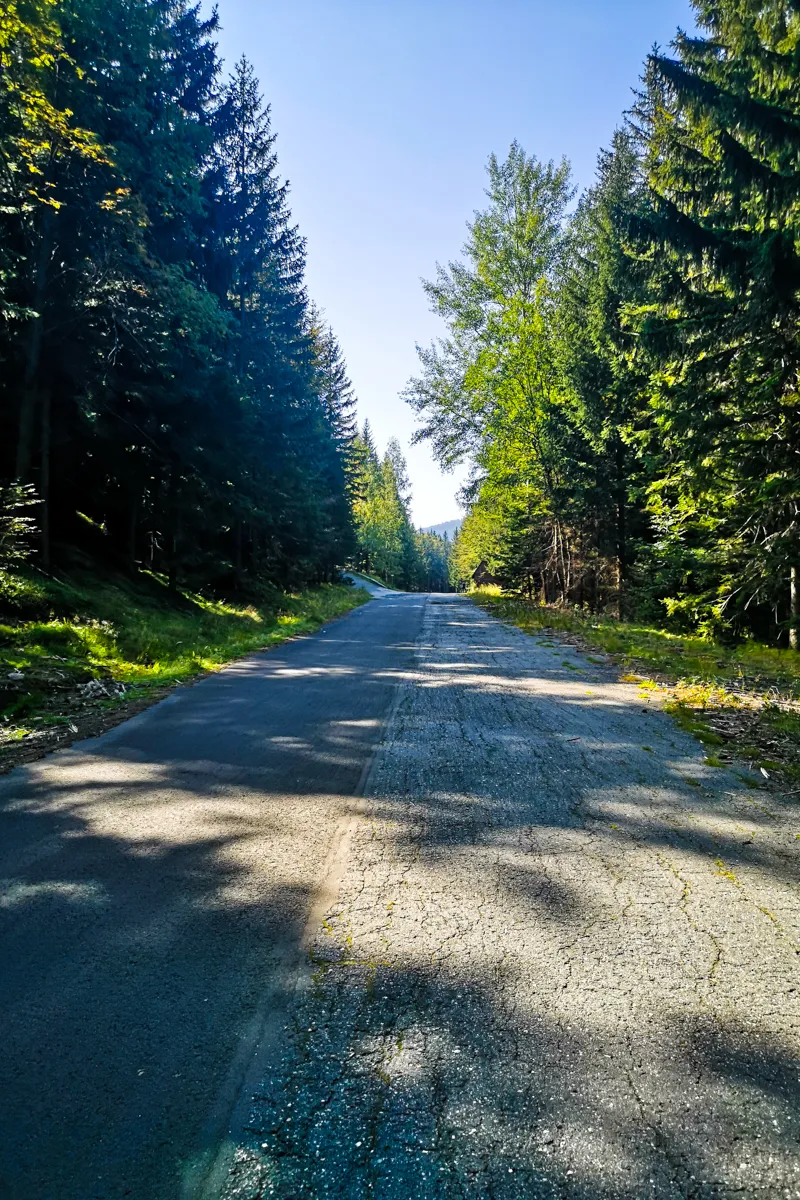 Sudecka Road merges with road from Podgórzyn. Here starts crème de la crème of Karkonoska Pass uphill