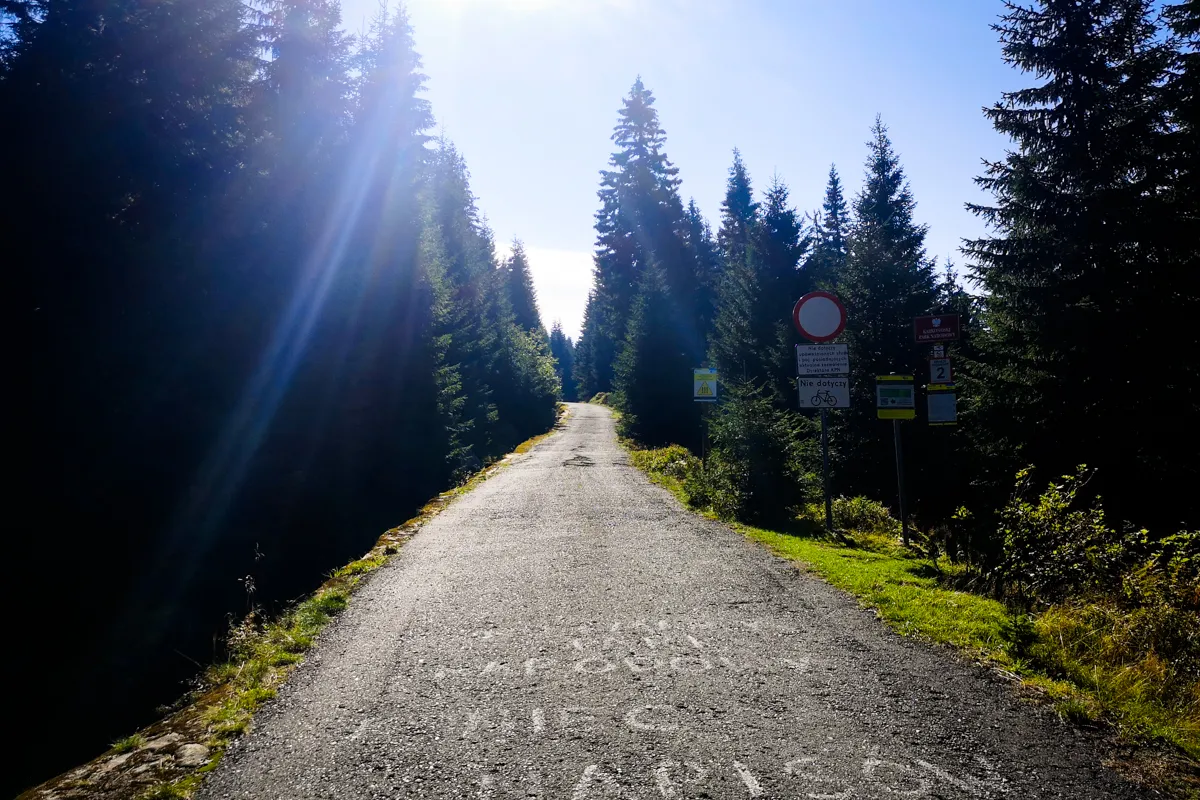 Sudecka Road, border of the Karkonosze National Park