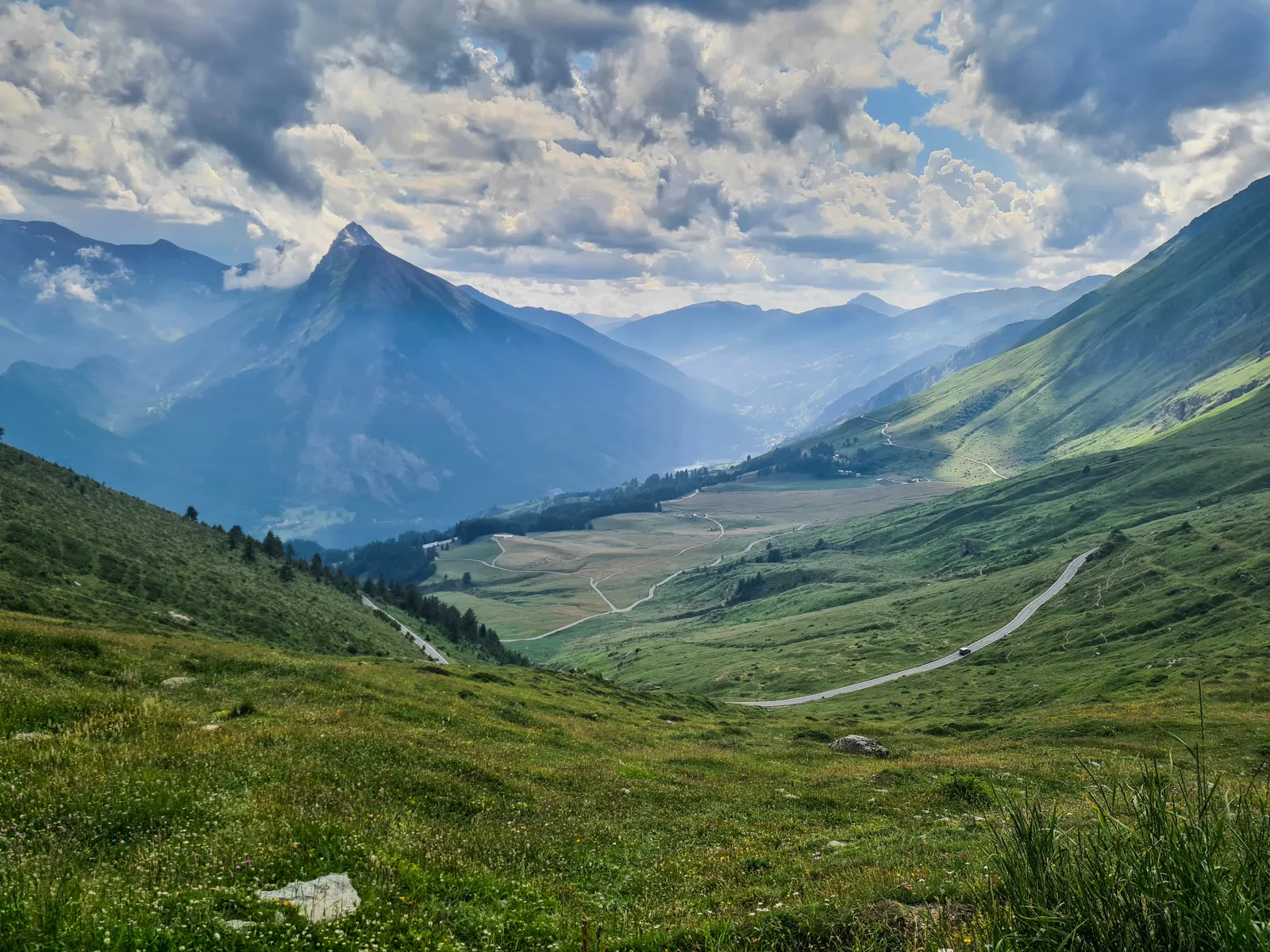 Road down towards the valley, and food