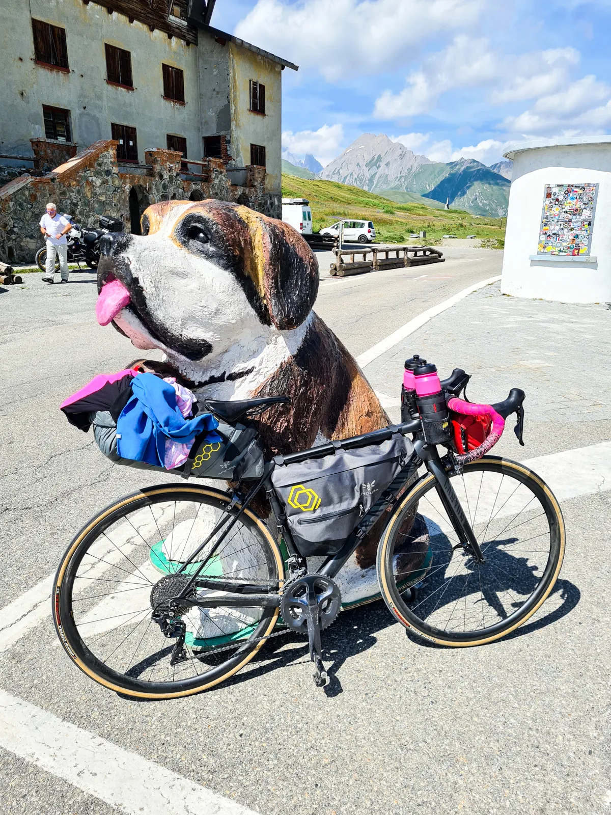 My loaded bike with Sant Bernard dog